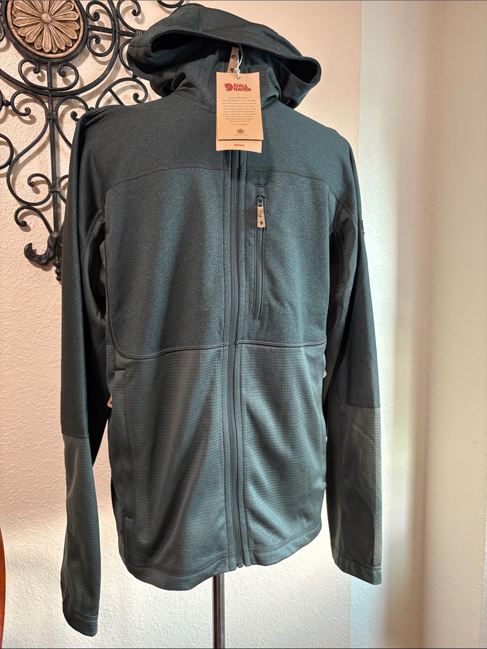 Fjallraven Abisco Trail Fleece Dark Green Hooded Lightweight Jacket Sz L - Picture 3 of 10